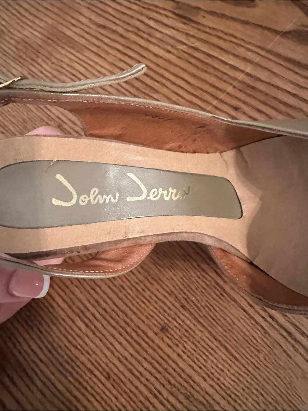 John Jerro Women's Two-Tone Beige Slingback Heels